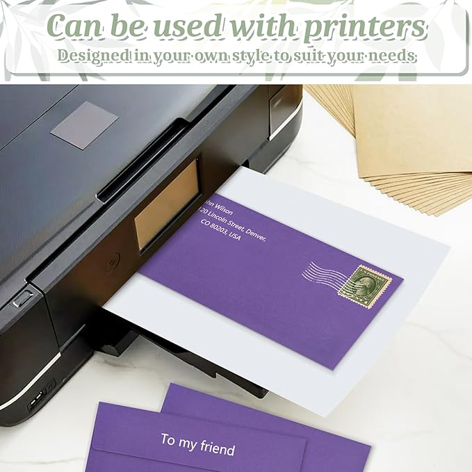 50 Pcs Purple #10 Business Envelopes, Self Seal Standard Envelopes, Windowless Business Mailing Envelopes for Office, Checks, Letters, Invoices, Statements, Wedding, 4-1/8 x 9-1/2 inch