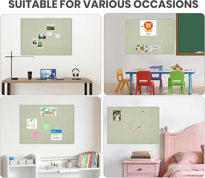 Extra Large Bulletin Board 96" x 48", Felt Pin Board, Sage Green | Cork Board Alternative for Wall, Foldable Self-Adhesive Vision Board Prayer Board with Pushpins for Classroom, Office, Home