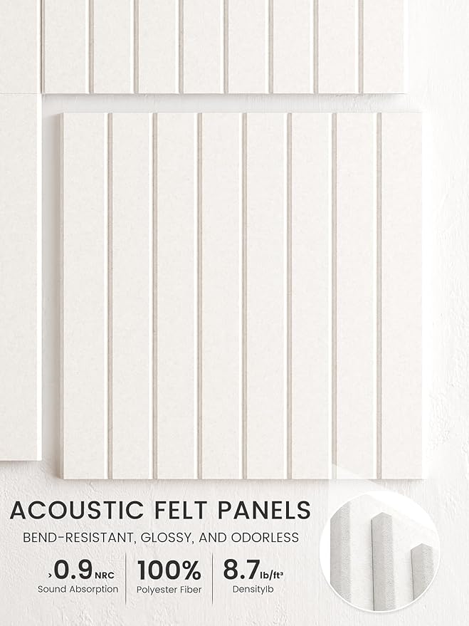Bumusty Large Cork Board Alternative-36 x 24" Felt Bulletin Board Tiles, with 30 Pushpins, 40 Adhesive Tabs, 6-Pack Slat Wall Paneling, Cork Boards for Office Push Pin Board Felt Board-Milky White