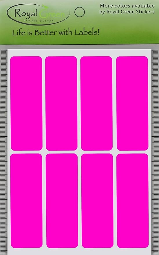 Royal Green Rectangular Stickers Color Coded Write on Labels for Organizing, Moving, & Mailing, 3x1 inch Stickers to Write On Labels & Tags for Home, Office, and School Projects, 120-Pack (Neon Pink)