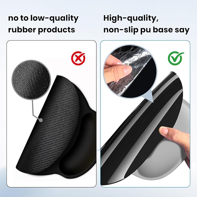 Mouse pad with Wrist Rest,Relieving Pain Memory Foam Computer pad, Ergonomic Desktop Mouse, Silicone Material Mouse pad, with Non-Slip PU Base (Grey)