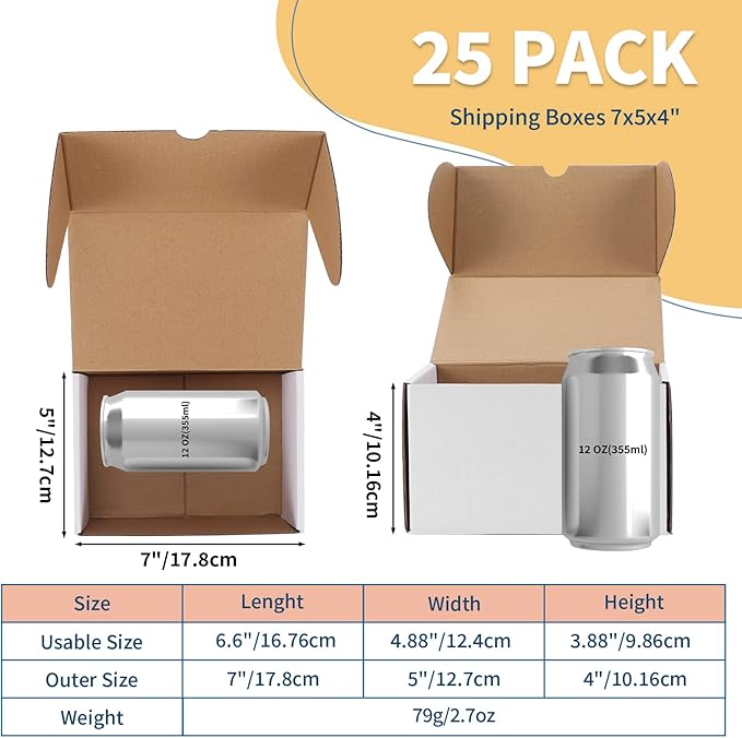 ZBEIVAN 7x5x4 White Shipping Boxes Set of 25, Corrugated Cardboard Mailer Boxes for Packaging Small Business Mailing Gifts