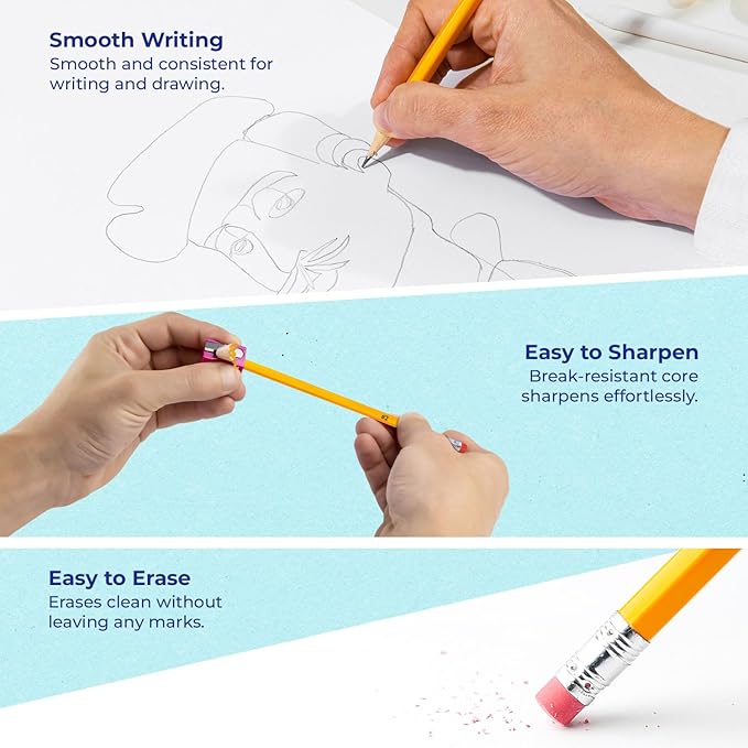 Rosmonde 210 Pack Pre Sharpened Pencils #2, Pencils With Top Erasers, Bulk School & Teacher Supplies, #2 HB, Pre Sharpened for Easy Use, Easy Hold Grip, Bulk Classroom & Office Supplies