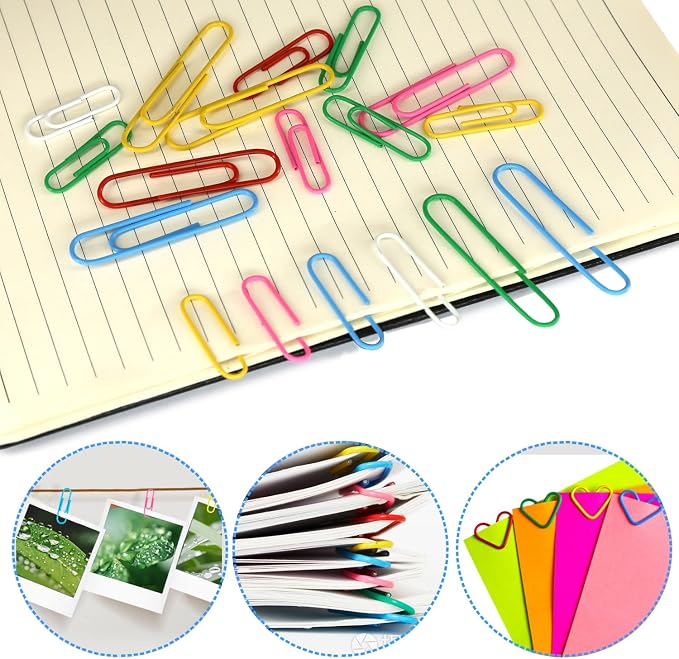 Paper Clips Binder Clips, 400 Pcs Colored Office Clips Set Assorted Size | Assorted Sizes Colored Paper Clips and Binder Clips Set Great for Document Organizing