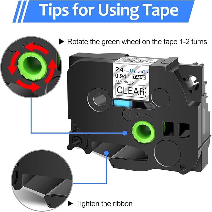 5PK Compatible for Brother P-Touch Label Maker Tape TZe-151 TZ-151 TZe151 TZ151 Black on Clear 24mm 0.94 inch 1'' x 26.2ft Laminated TZe TZ Label Tape for PT-2400 PT-2410 PT-2430PC PT-2470