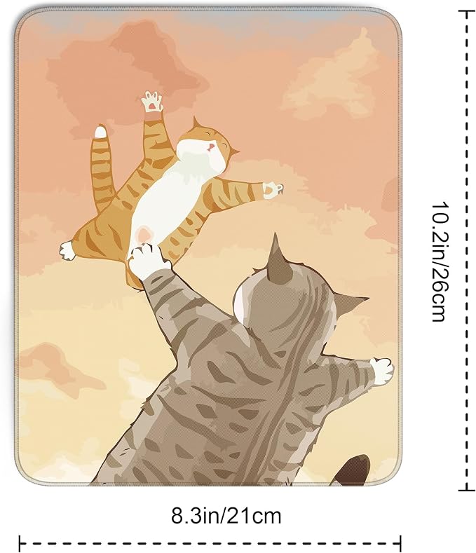 Cute Cat Square Mouse Pad,Orange and Brown Cat Mouse Pads for Wireless Mouse Desk Accessories,10"X8"Travel Mousepad with Non-Slip Rubber Base, Stitched Edge Mouse Pads for Desk,Computers,Laptop,Office