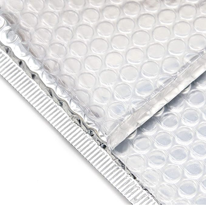 KEILEOHO 75 Pack 6x9 Inch Metallic Bubble Mailers, Silver Padded Mailing Envelopes, Foil Self Seal Shipping Bags for Mailing, packing.