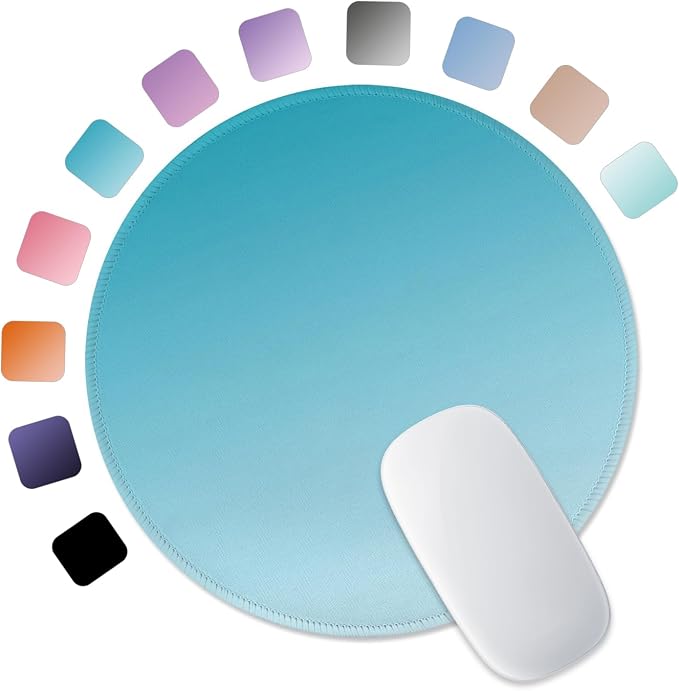 ITNRSIIET Mouse Pad Non-Slip Rubber Base Smooth Surface Stitched Edges Waterproof Durable Compatible with All Mice for Office & Gaming, Desk Accessory, Diameter 8.7 inch, Aqua Gradient