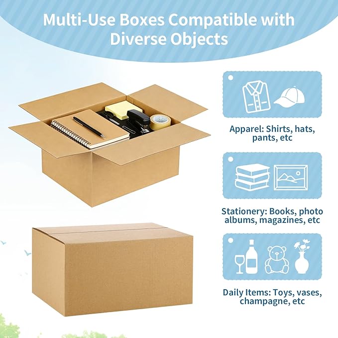 Famagic Small Shipping Boxes 8x6x4 Inch 10 Pack Brown Box Corrugated Cardboard Boxes for Packaging Small Business, Mailing Boxes for Shipping