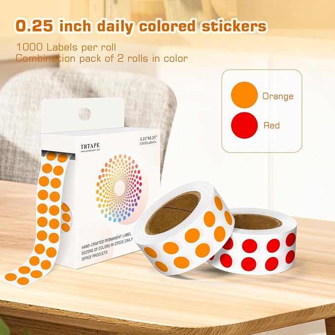 0.25 Inch Small Round Stickers Dot Stickers, 2000 PCS Color Dots | 1/4 Inch Small Round Color Coding Labels Stickers, 2 Rolls Colorful Dots for Organization, Color Code Stickers for Classroom