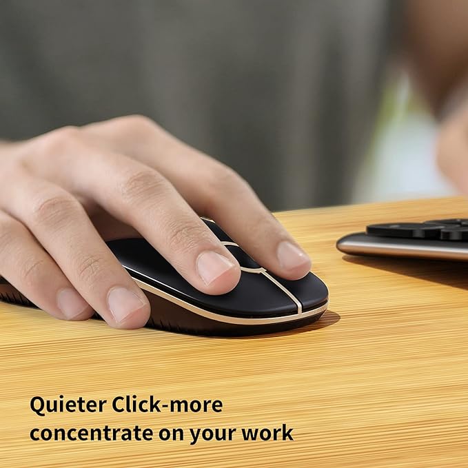 VssoPlor Wireless Mouse, 2.4G Slim Computer Laptop Mouse, Black and Gold | Portable Mouse, Plug & Play USB Nano Receiver, Quiet Silent Optical Mice for Notebook, PC, Laptop, Computer, Windows, Mac