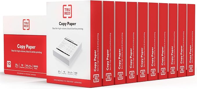TRU RED Copy Paper, 8.5x11, 20 lb, 92 Bright, 400 Rm/Pallet