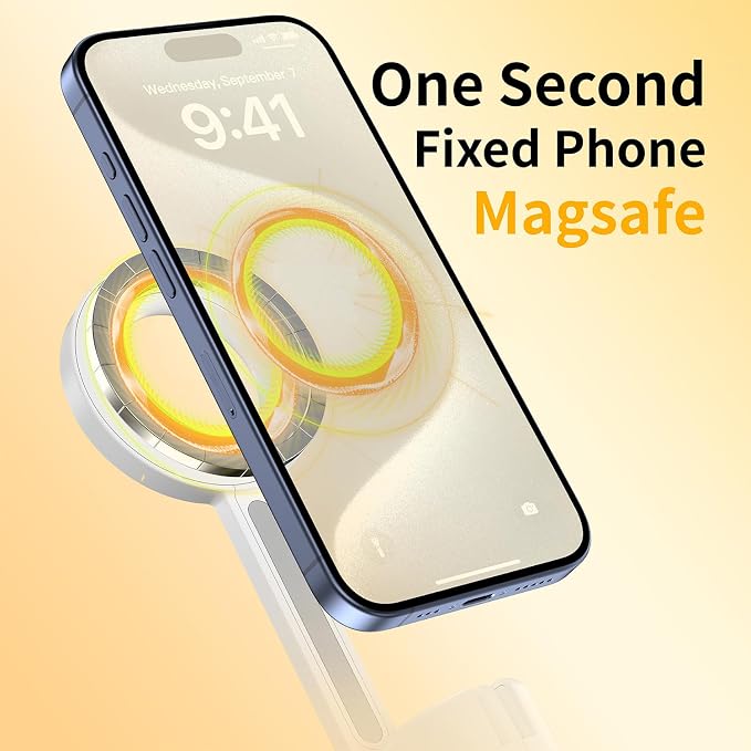 Magnetic Phone Tripod for iPhone 54" Selfie Stick | Tripod Stand with Remote and Metal Ring for Cell Phone Video Recording/Photography/Vlogging (White)
