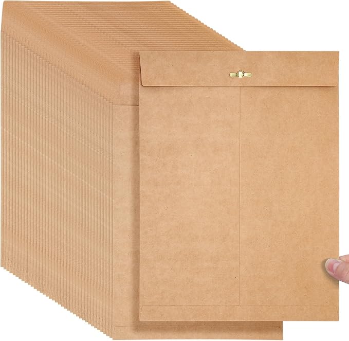 Teling 50 Pcs Manilla Clasp Envelopes Kraft Closure | Metal Clasp Secure Closure, Reinforced Flap, Small Catalog for Documents Mailing Files, Office School Business Home