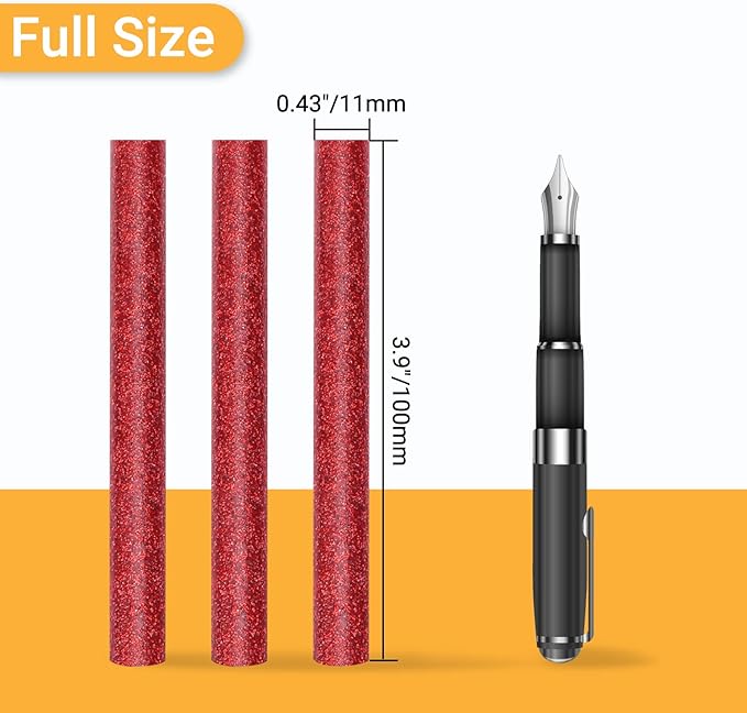 Glitter Red Hot Melt Glue Stick, Manarty 48 PCS Full Size Hot Melt Glue Sticks Colored, Sparkly Gray Adhesive EVA Glue Sticks Standard for Seal Stamp DIY Art Craft Decoration, 0.43" Dia x 4" Long