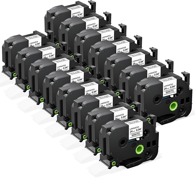 15-Pack TZe-251 Replace for Brother TZe TZ Label Maker Tape 24mm 0.94 | Compatible with Brother P Touch Label Tape 1 Inch Laminated White TZe251 for Brother PT-D600 PT-D610BT PT-P710BT P700 P750W