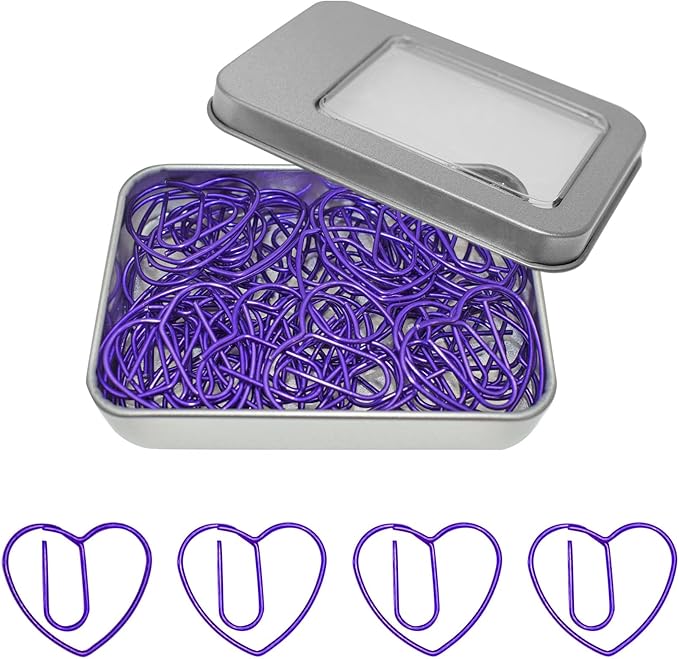 Purple Heart Paper Clips (50 Pcs)