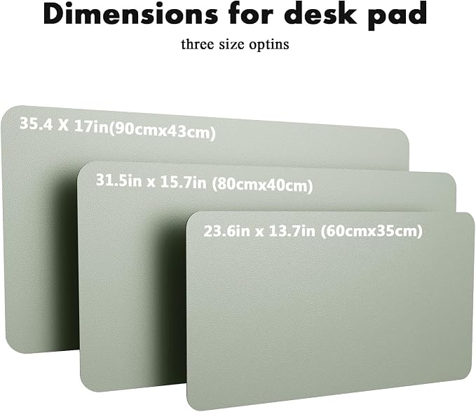 YSAGi Double-Sided Desk Pad, 35.4"x17"Leather Desk Mat, Eco Cork Desk Pad Protector,Large Mouse Pad,Waterproof Desk Blotter for Office/Home(Grayish Green)