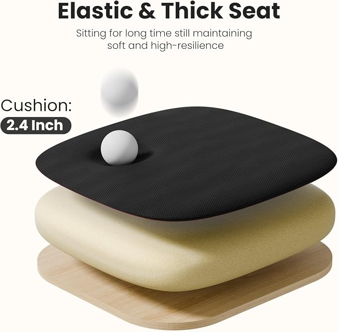 DUMOS Ergonomic Office Chair, Mid-Back Executive Desk Chair 2 Pack | Comfortable Lumbar Support, Breathable Backrest, Fixed Armrest, Height Adjustable, 360° Swivel, Computer Gaming, Black