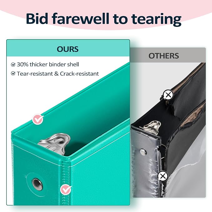 BinderX 3 Ring Binder 1 Inch, 1" Clear View Binder, Navy Blue, Letter/ A4 | Extra Durable, PVC-Free, Customizable, Interior Pockets, 175-Sheet Capacity, Eco-Friendly, Reinforced Hinge, School, Office
