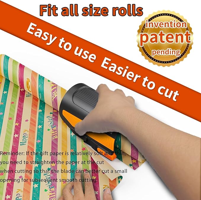 Wrapping Paper Cutter with 3 Replaceable Blades,Slider Wrap Cutter for Gift Wrapping Accessories,Gift Wrap Cutter Tool for Holiday Gift Wrapping, Paper Cutter for Birthday Christmas