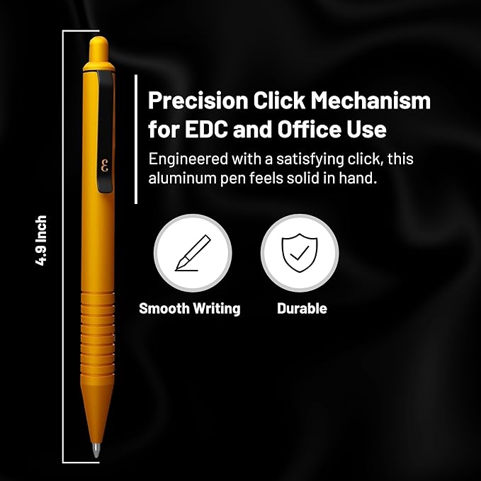 Everyman Amber Super Matte Mini Click Pen | Compact Refillable 0.7mm Gel Pen with Premium Grip | Pocket-Size Metal EDC Pen for Travel, Office, Journaling & Everyday Writing