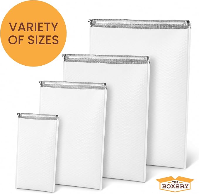 The Boxery 8.5x12" #2 Poly Bubble Mailers 100 Pack, Padded Envelopes, Self Seal, Waterproof Shipping Bags for Shipping & Packaging