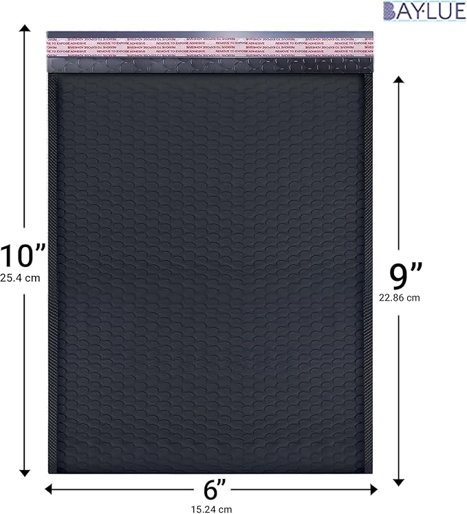 Black Small Poly Bubble Mailers 6x10 inch #0 | Self Seal Padded Envelopes | Cushioned Bubble Mailer | Usable Size 6x9 | WaterProof | Lightweight mailing Shipping Bags | 500 Pack Bulk