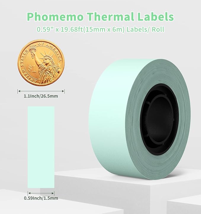 Phomemo Continuous Labels,3 Roll D30 Label Maker Tape,Durable Printed Non-Precut Label Color for Daycare,Name,Travel,Lunch Boxes,Cup,School Supplies,for Phomemo D30 Q30 D35,0.59'' x 19.68ft