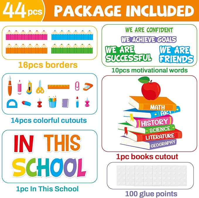 Motivational Bulletin Board Decoration Set Classroom Affirmation Station Bulletin Board in This School Classroom Cutouts for Back to School Elementary Home Wall Door Supplies