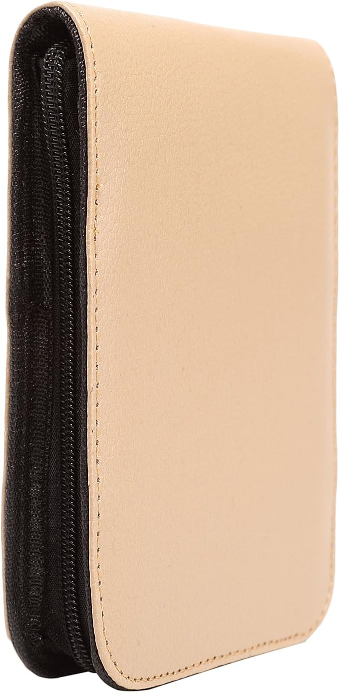 PU Leather Fountain Pen Case Roller Ball Pen Dispaly Holder Bag Pouch Beige 12