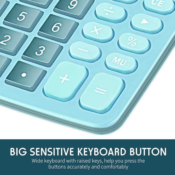 8 Pack 12 Digits Calculator Bulk Calculators Desktop Solar and Battery Dual Power Large LCD Display and Sensitive Butto Handheld for Office, School, Home(Blue)