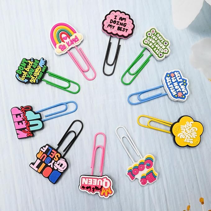 30 PCS Pharse Paper Clips Metal Paperclip Large Size Paper Clip Cute Bookmark Colorful Office Supplies Bookmark Clamp Desk Accessories Stationery Gifts