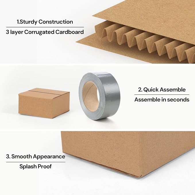 Rempry 100 Pack 4x4x2 Shipping Boxes Brown, Small Corrugated Cardboard Box for Mailing, Packaging Small Business, Kraft Mailer Gift Boxes