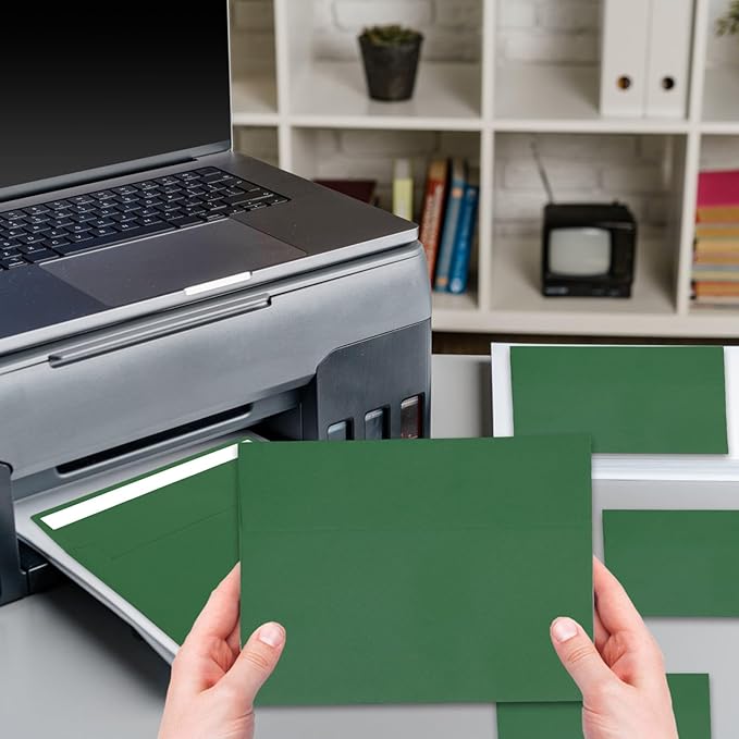 50 Pack A7 Green Envelopes - 5x7 Self-Sealing Envelopes for Invitations, Photos, Cards & Mailings - Perfect for Weddings