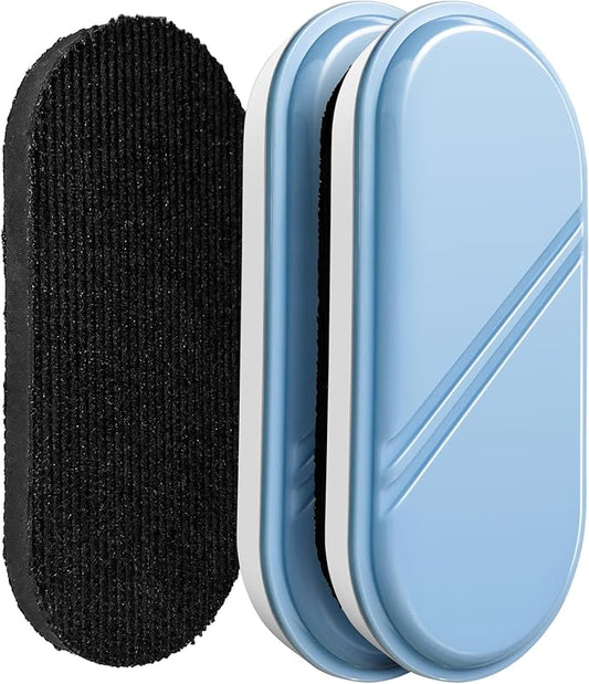 Dry Erase Board Eraser, Magnetic Detachable Whiteboard Eraser 2-Pack, White Board Erasers for Classroom, Glass Board Cleaner, Dry Erase Marker Eraser for Office School Home (Blue)