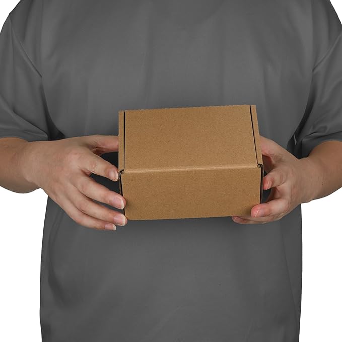 6x4x3 inch Shipping Boxes Set of 6 Brown, Inner Size 5.6x3.6x2.6 inch Cardboard Box Mailers for Small Business Packaging Mailing or Gift Wrapping Giving