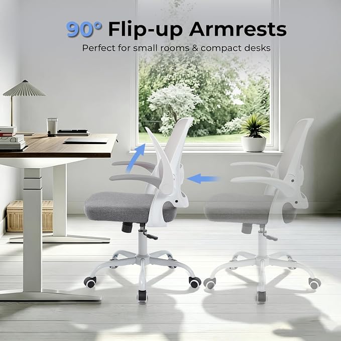 amseatec Mesh Office Chair, Ergonomic Home Office Chair with Flip-Up Arms | Breathable Mesh Back & 3" cushion. BIFMA Certified. 90-110° Rocking. Supports 300 lbs.