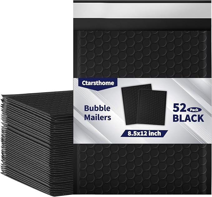 52 Pack Bubble Mailers 8.5x12inch Padded Envelopes Thin Mailing Envelopes Waterproof Bubble Opaque Padded Mailers Self Seal Adhesive Shipping Bags for Mailing Jewelry Makeup Small Business