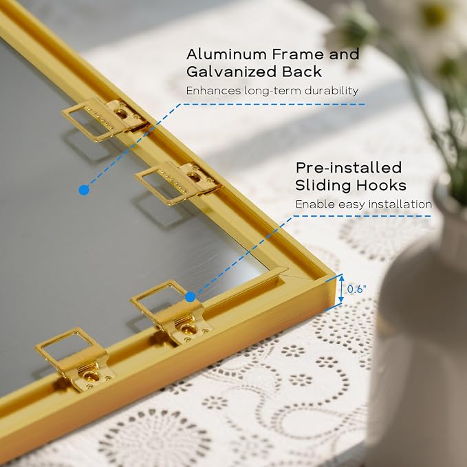 Magnetic Dry Erase White Board & Cork Board Combo, 36"x24", Wall Mounted | Gold Aluminum Frame, Dry Erase Board and Cork Bulletin Board, Vision Board, for Home Office, School, Kitchen