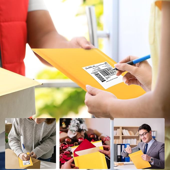 Kraft Bubble Mailers 8.5x11inch 25Pack Yellow Self-Seal Padded Envelopes Bubble Opaque Padded Mailers Shipping Bags for Small Businesses to Package and Mail Jewelry, Electronic Products
