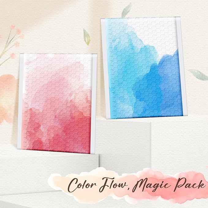 Fuxury Bubble Mailers 6x10" Pink Watercolor Padded Envelopes 100 Pack Usable Size 6x9" Bubble Envelopes Strong Adhesion Padded Mailers Thick Waterproof Shipping Envelops for Mailing Jewelry Makeup #0