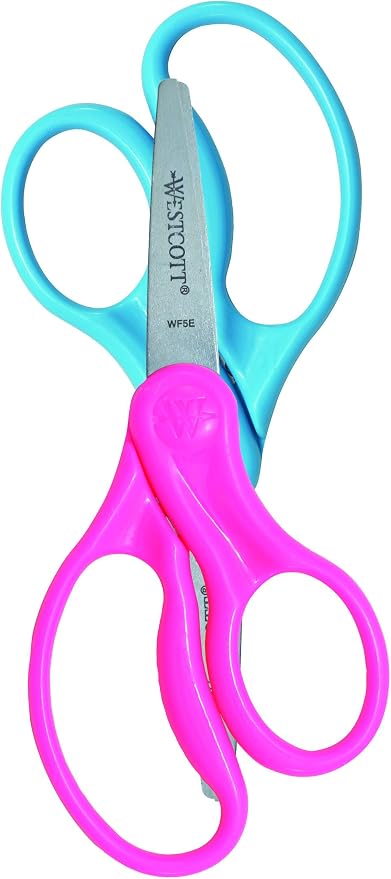 Westcott Hard Handle Kids Scissors, 5", Pointed, Assorted Colors, 2-Pack