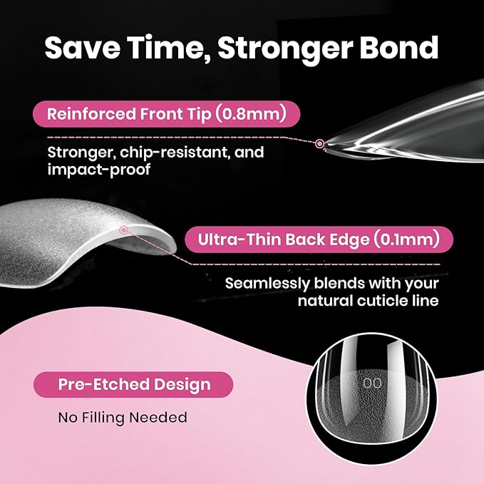 Beetles Gel Nail Tips Flat-X- Square Medium, 320pcs 16 Sizes(00-14), Pre-Etched Half Matte Full Cover Soft Gel Nail Tips, Clear Press on False Nail Extension Acrylic Fake Nails, Easy DIY Salon Art