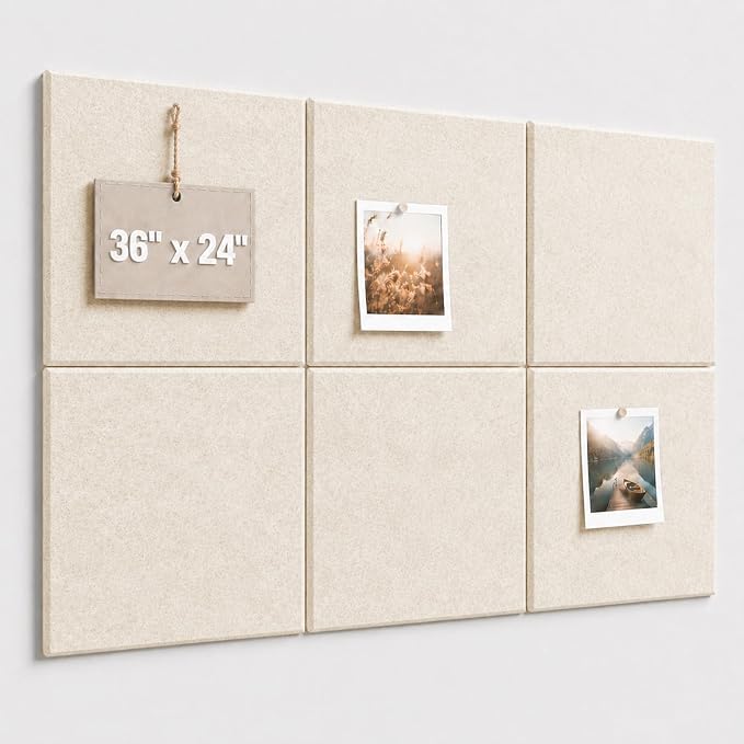 Felt Bulletin Board Tiles, Large Cork Board Alternative,24 x 36 in | 0.35 in modular felt wall tiles for notes, photos, schedules, reminders in offices, classrooms, home and office workspaces