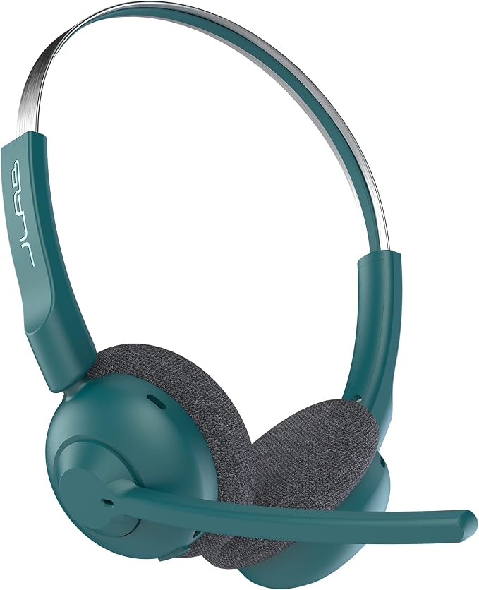 JLab, Go Work Pop, On-Ear Wireless Headset, Bluetooth Multipoint, Noise Canceling Boom Mic, Teal