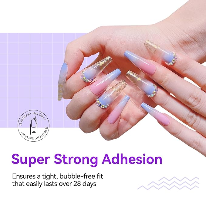 JEWHITENY 2pcs 10ML Nail Glue Gel for Nail Tips Nail Gel Glue for False Nails Tips and Clear Press on Nails Long Lasting Need U V Light Cured