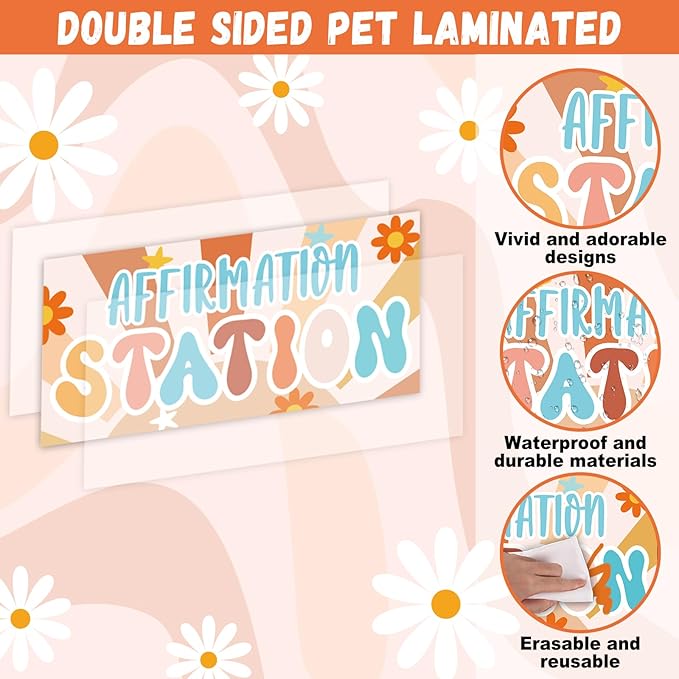 Groovy Affirmation Station Bulletin Board Set Classroom Decorations Boho Retro Hippie Motivational Posters Groovy You Are Positive Affirmation Cutout Hippie Inspirational Bulletin for Class Wall Decor