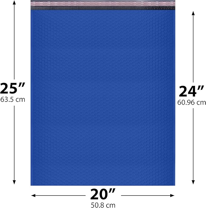 Royal Blue Poly Bubble Mailers 20.x25 Inch #10 | Self Seal Large Padded Envelopes | Air Cushioned Bubble Mailer | Usable Size 20x24 Inch | Waterproof Lightweight Mailing Shipping Bags | 50 Pack
