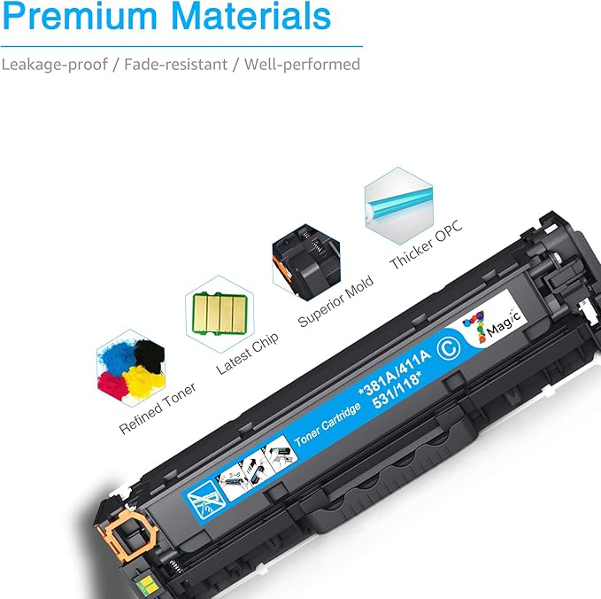 7Magic Compatible Toner Cartridge for 305A CE410X CE410A CE411A CE412A CE413A Use in LaserJet Pro 300 Color MFP M375nw, LaserJet Pro 400 Color M451dn M451nw M451dw MFP M475dw M475dn (KCYM, 4pk)